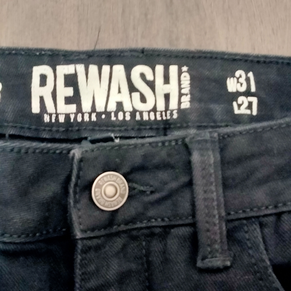 Women's Black Faded Rewash jeans with leg length zippers - Picture 6 of 6